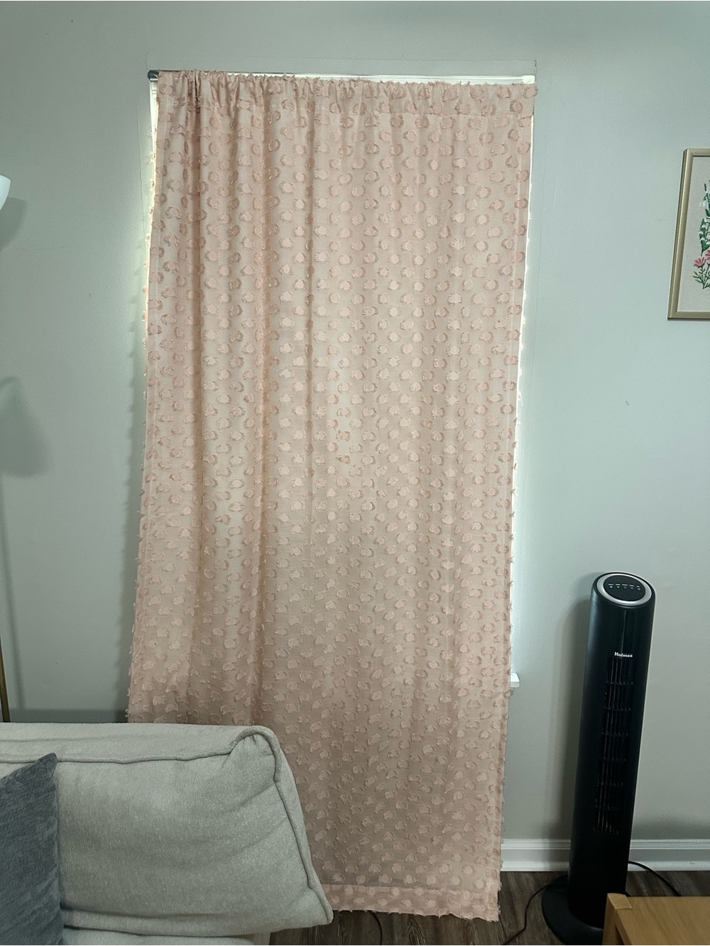 Blush Pink Dot Textured Blackout Single Curtain Panel - Home Accents